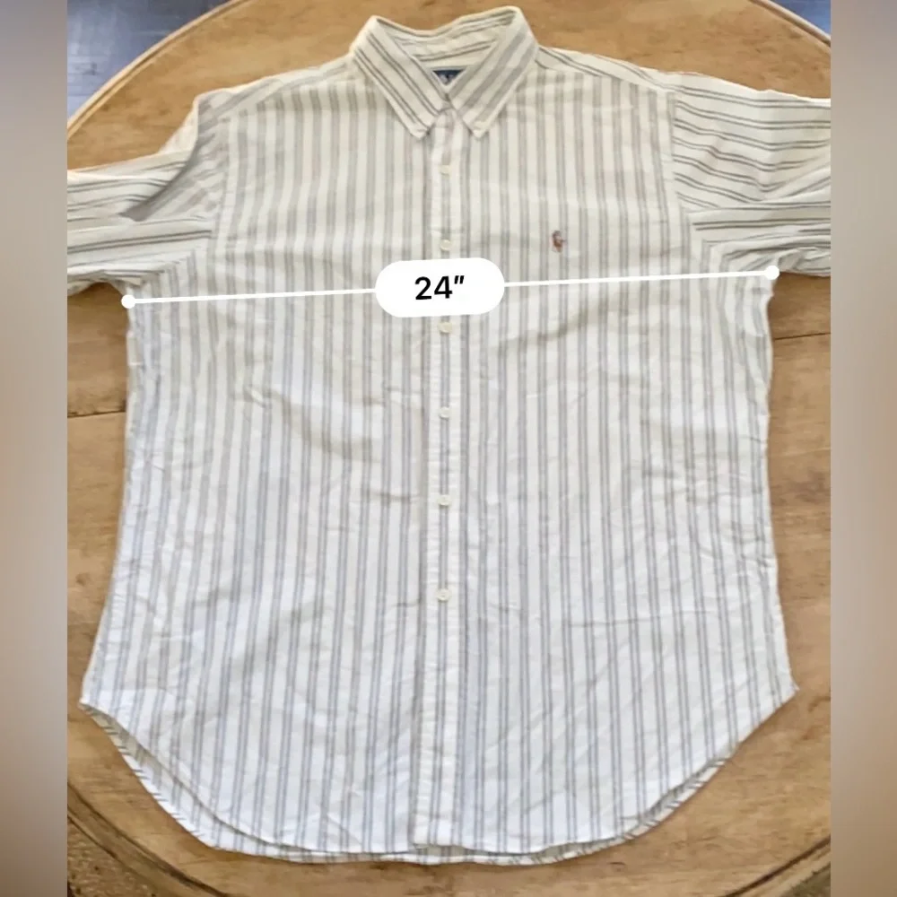 Polo Ralph Lauren Classic Fit Men’s Sz 17 34/35‎ White/Gray Pinstripe Oxford
